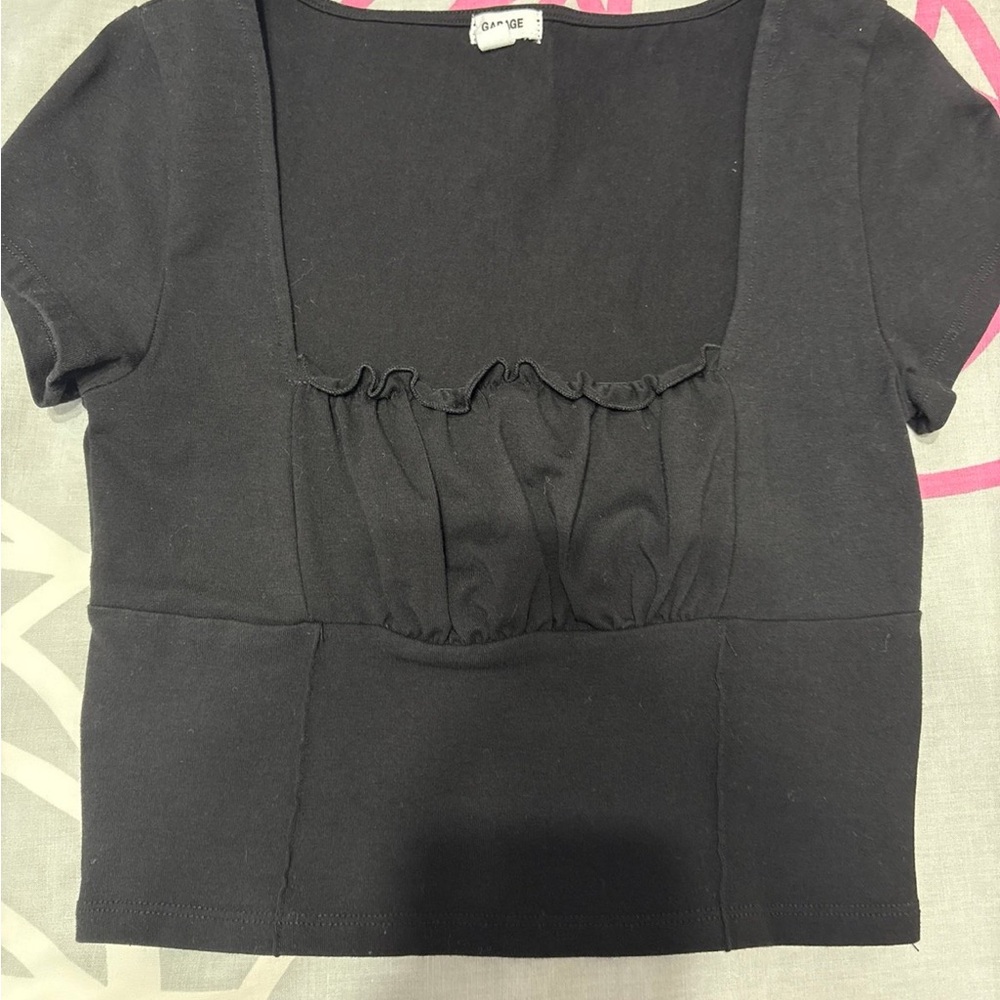 Garage Black Ruched Crop Top - Picture 4 of 7